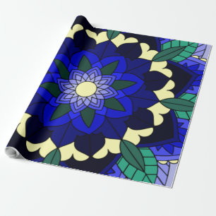 Mandala Pattern 02 in dark blue Wrapping Paper