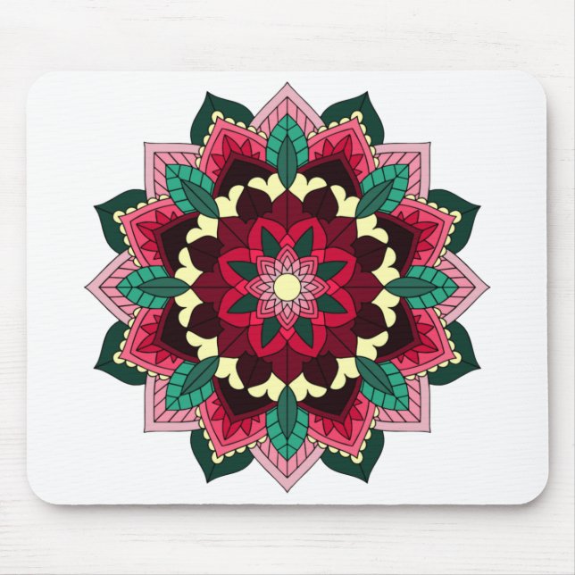 Mandala Pattern 02 in deep pink Mouse Mat (Front)