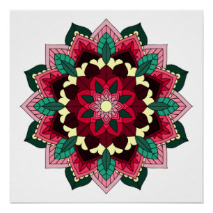 Mandala Pattern 02 in deep pink Poster