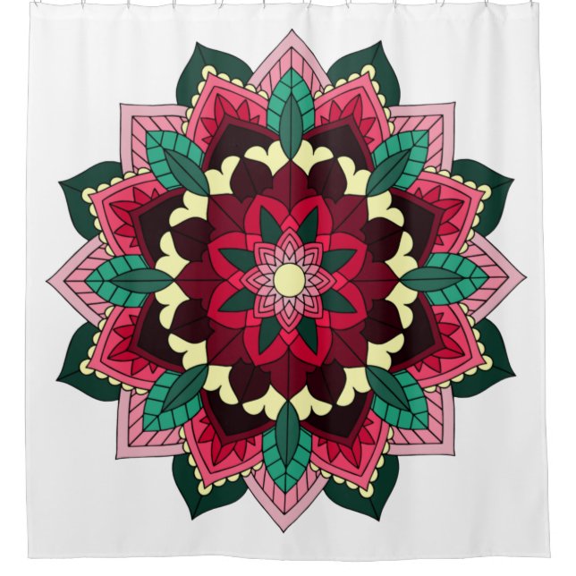 Mandala Pattern 02 in deep pink Shower Curtain (Front)
