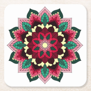Mandala Pattern 02 in deep pink Square Paper Coast Coaster