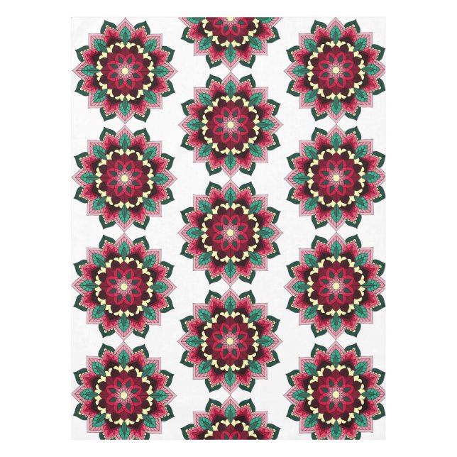 Mandala Pattern 02 in deep pink Tablecloth (Front)