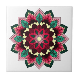 Mandala Pattern 02 in deep pink Tile