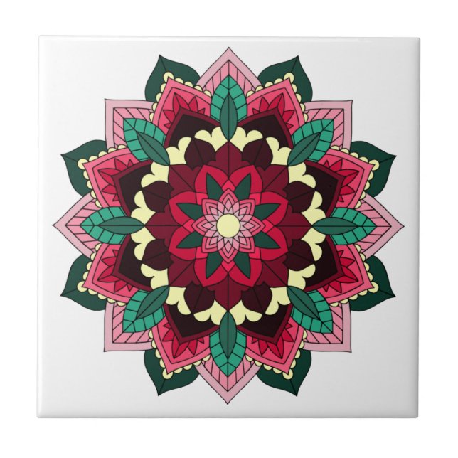 Mandala Pattern 02 in deep pink Tile (Front)