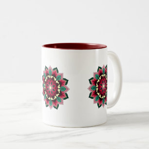 Mandala Pattern 02 in deep pink Two-Tone Coffee Mug