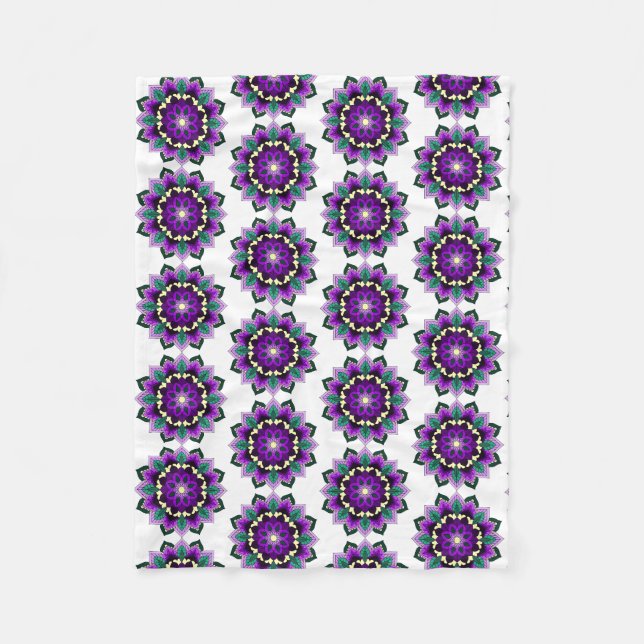 Mandala Pattern 02 in purple Fleece Blanket (Front)
