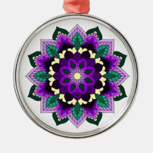 Mandala Pattern 02 in purple Metal Tree Decoration