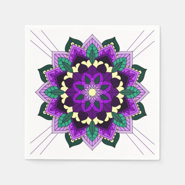 Mandala Pattern 02 in purple Paper Napkin (Front)