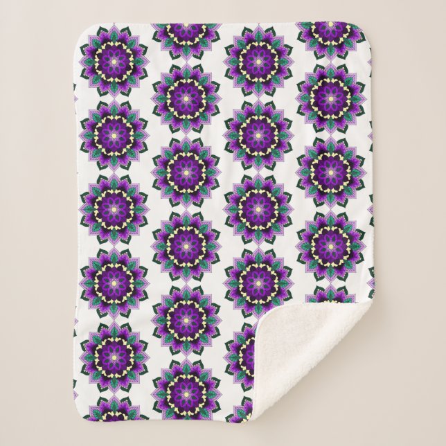 Mandala Pattern 02 in purple Sherpa Blanket (Front)