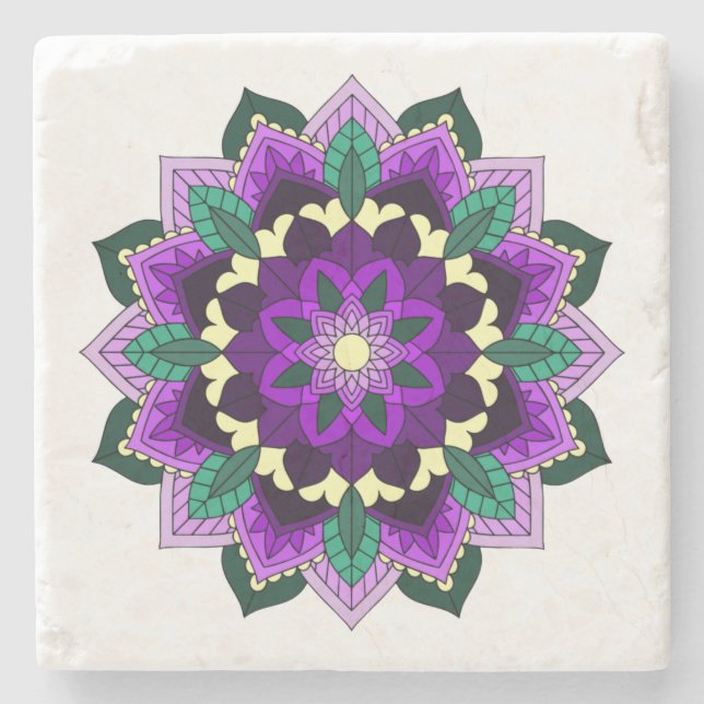 Mandala Pattern 02 in purple Stone Coaster (Front)