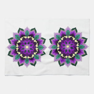 Mandala Pattern 02 in purple Tea Towel