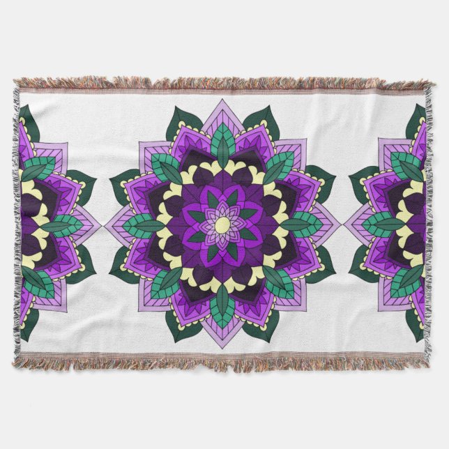 Mandala Pattern 02 in purple Throw Blanket (Front)