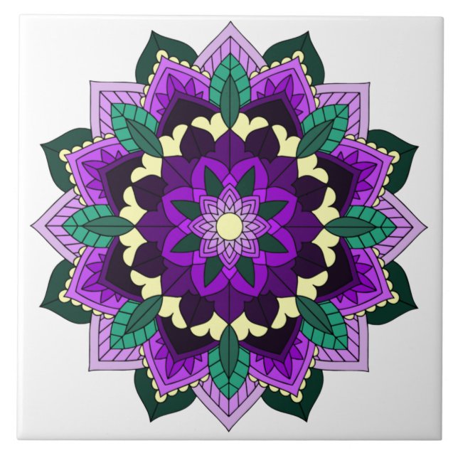 Mandala Pattern 02 in purple Tile (Front)