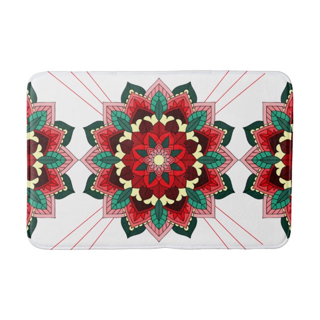 Mandala Pattern 02 in red Bath Mat (Front)