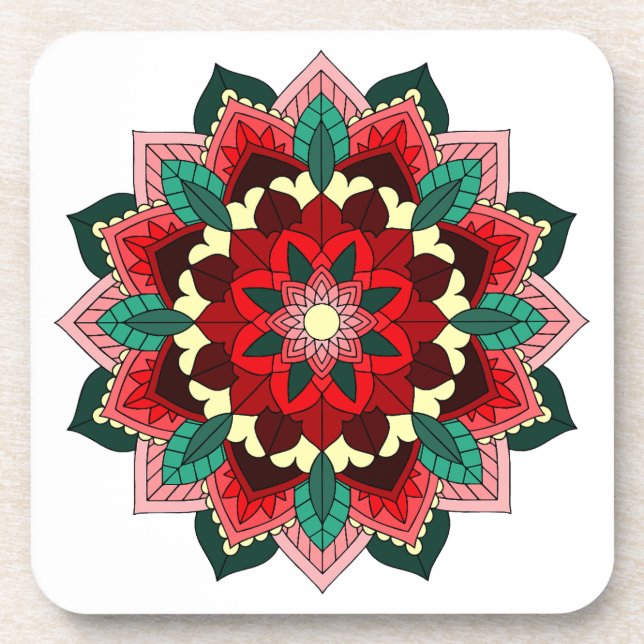 Mandala Pattern 02 in red Coaster (Front)