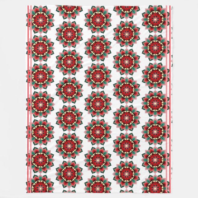 Mandala Pattern 02 in red Fleece Blanket (Front)