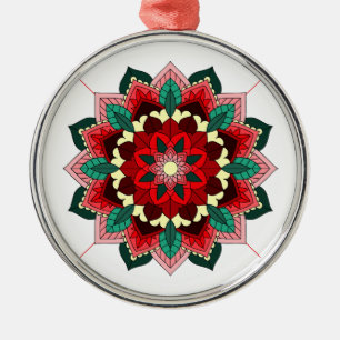 Mandala Pattern 02 in red Metal Ornament