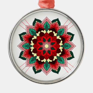 Mandala Pattern 02 in red Metal Tree Decoration