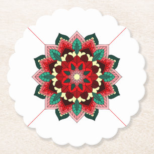 Mandala Pattern 02 in red Paper Coaster