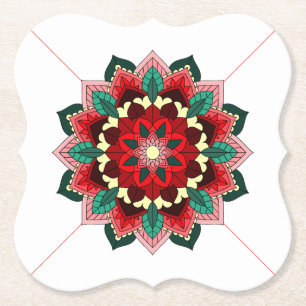 Mandala Pattern 02 in red Paper Coaster