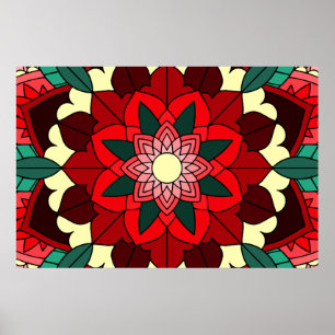 Mandala Pattern 02 in red Poster