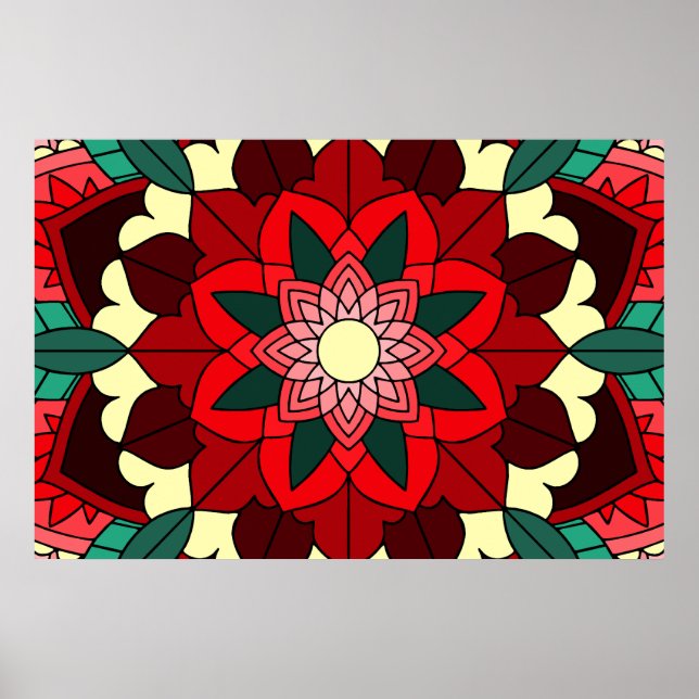 Mandala Pattern 02 in red Poster (Front)