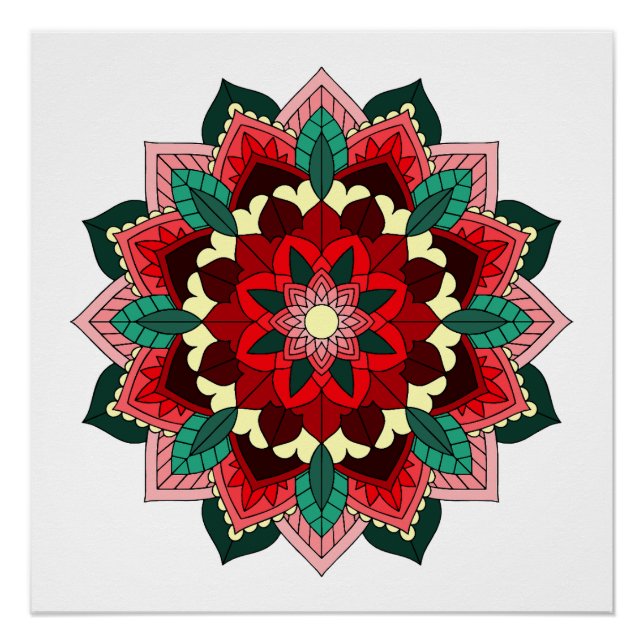 Mandala Pattern 02 in red Poster (Front)