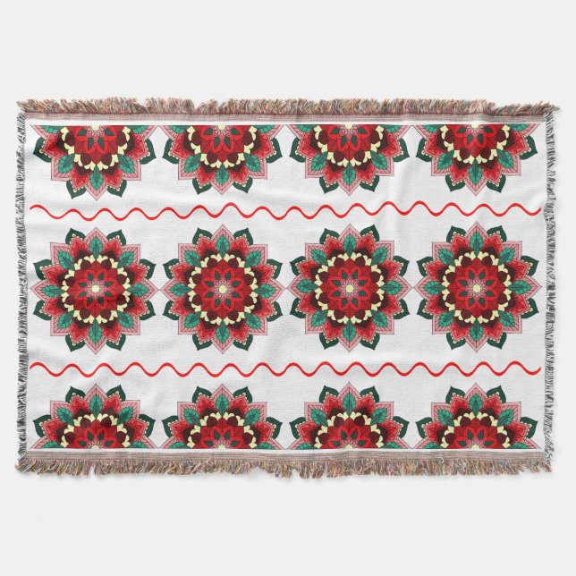 Mandala Pattern 02 in red Throw Blanket (Front)