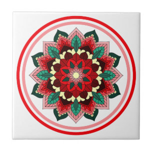 Mandala Pattern 02 in red Tile