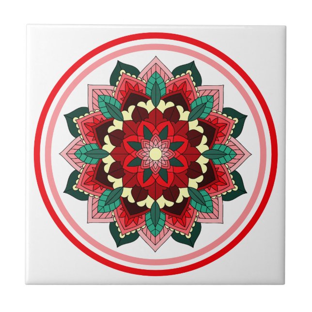 Mandala Pattern 02 in red Tile (Front)