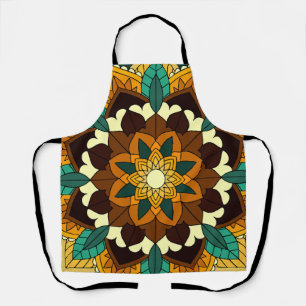 Mandala Pattern 02 in yellow & tan Apron