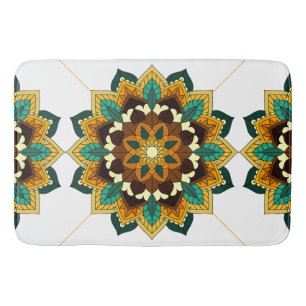 Mandala Pattern 02 in yellow & tan Bath Mat