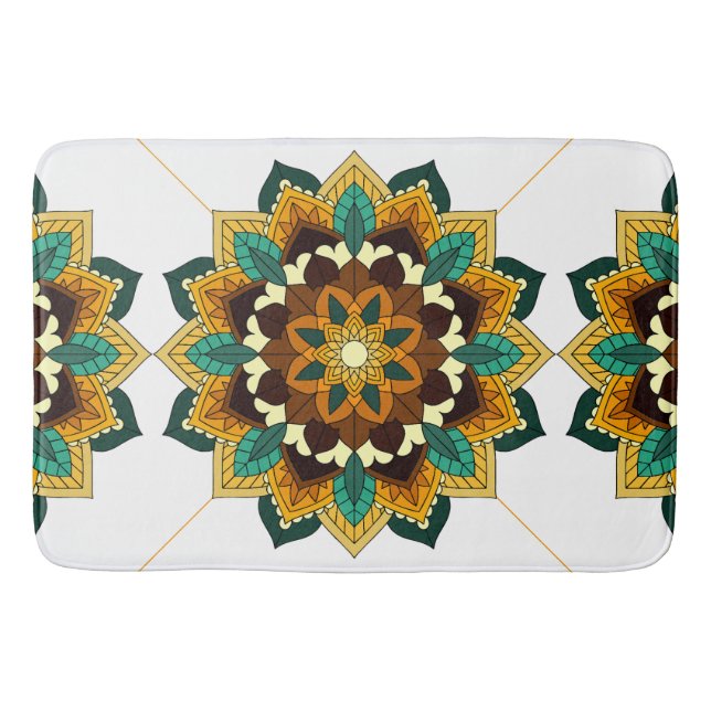 Mandala Pattern 02 in yellow & tan Bath Mat (Front)