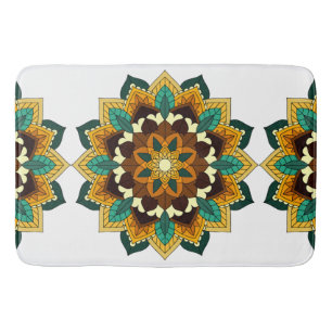 Mandala Pattern 02 in yellow & tan Bath Mat