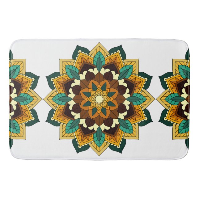 Mandala Pattern 02 in yellow & tan Bath Mat (Front)