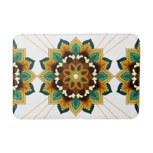 Mandala Pattern 02 in yellow & tan Bath Mat