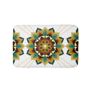 Mandala Pattern 02 in yellow & tan Bath Mat
