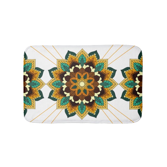 Mandala Pattern 02 in yellow & tan Bath Mat (Front)