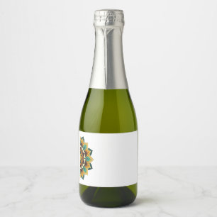 Mandala Pattern 02 in yellow & tan Champagne Label