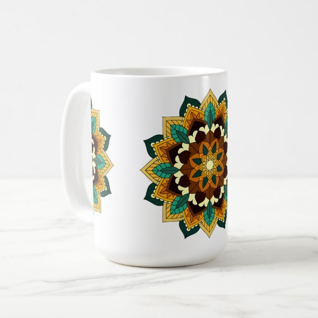 Mandala Pattern 02 in yellow & tan Coffee Mug (Front Left)
