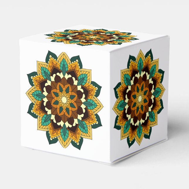 Mandala Pattern 02 in yellow & tan Favour Box (Back Side)