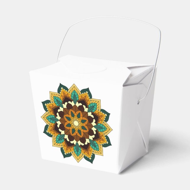 Mandala Pattern 02 in yellow & tan Favour Box (Front Side)