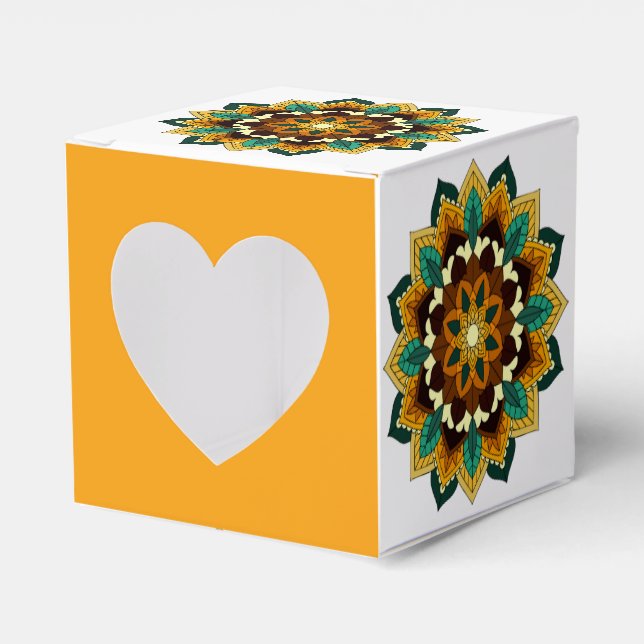 Mandala Pattern 02 in yellow & tan Favour Box (Front Side)