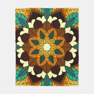 Mandala Pattern 02 in yellow & tan Fleece Blanket