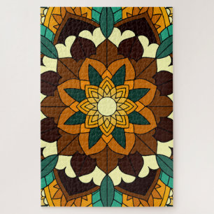Mandala Pattern 02 in yellow & tan Jigsaw Puzzle