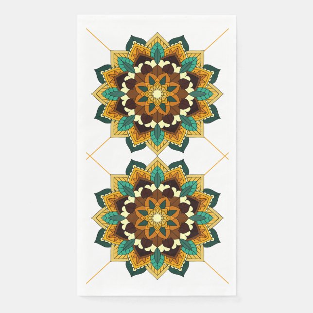 Mandala Pattern 02 in yellow & tan Napkin (Front)