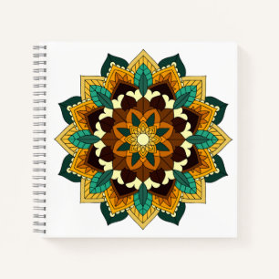 Mandala Pattern 02 in yellow & tan Notebook