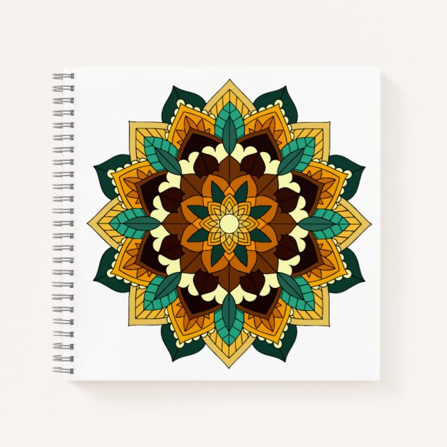 Mandala Pattern 02 in yellow & tan Notebook (Front)