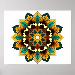 Mandala Pattern 02 in yellow & tan Poster