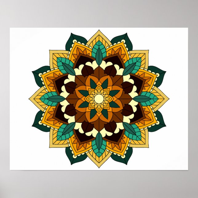 Mandala Pattern 02 in yellow & tan Poster (Front)